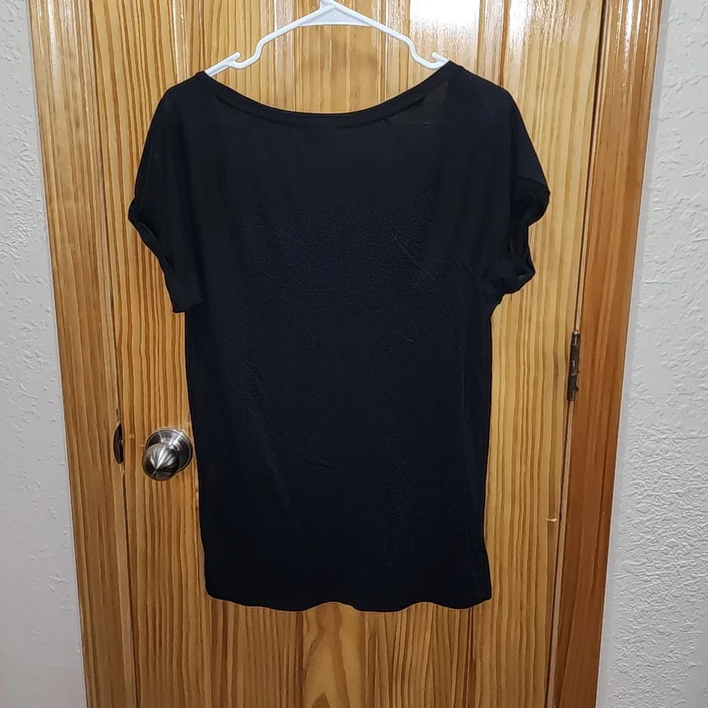 VS PINK- Rainbow Lined Silver Bling Logo Black T-Shirt Size Large - Picture 4 of 6